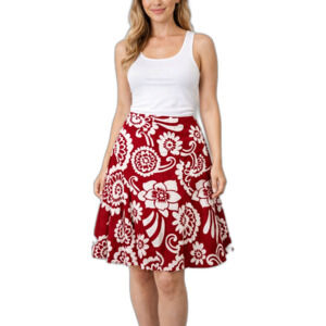 CG Sport 100% Cotton Red White Floral  Mini Skirt Size Extra Large